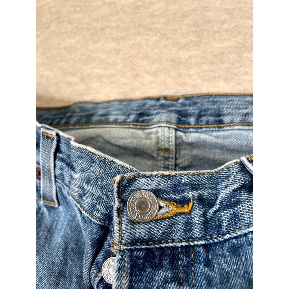 Levis 501 Original Fit Straight Jeans Mens 35x32 Blue Denim Logo Cotton Mid Rise